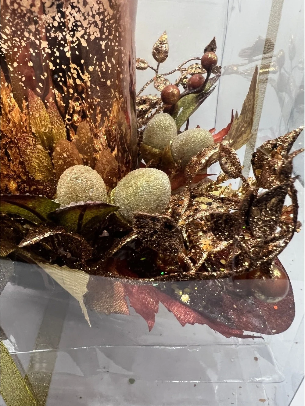 New Fall Brown Gold tulle Fall Candle Tabletop display